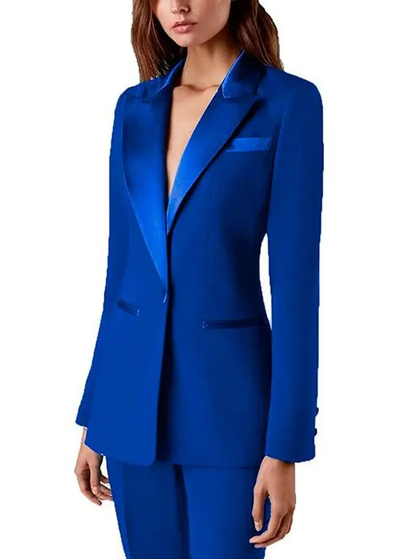 Women's 2 Piece Office Elegant Spring Suit Slim FitVelvet Lapel Chic Outerwear Long Sleeve Casual Wear Outfit Prom Party Blazers