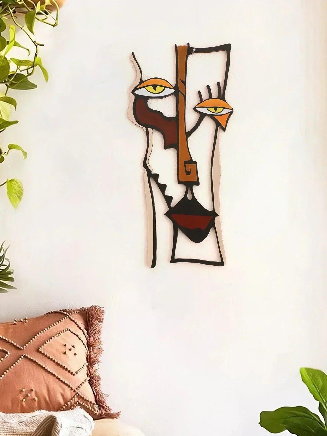 Abstract face wall hanging wooden decor home and office decorative for living room bedroom hallway crafts gift
