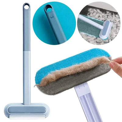Pet Hair Remover Brush Dog Hair Cleaner Brush with Squeegee Carpet Bed Hair Cleaning Tool Long Handle for Carpet Bed Sofa