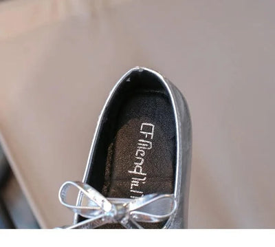 Autumn Children's Fashion Causal Black Ballet Shoes Solid Color Bowknot Elegant Girl Princess Shoes New Kids Leather Shoe