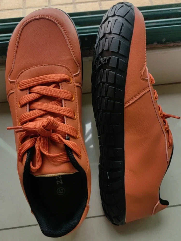 ZZFABER Leather Barefoot Shoes Soft Minimalist Sneakers for Women Men Casual Shoes Unisex Sneakers