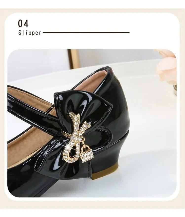 Children's Leather High Heels Shoes | Casual Soft Bottom Footwear Kids