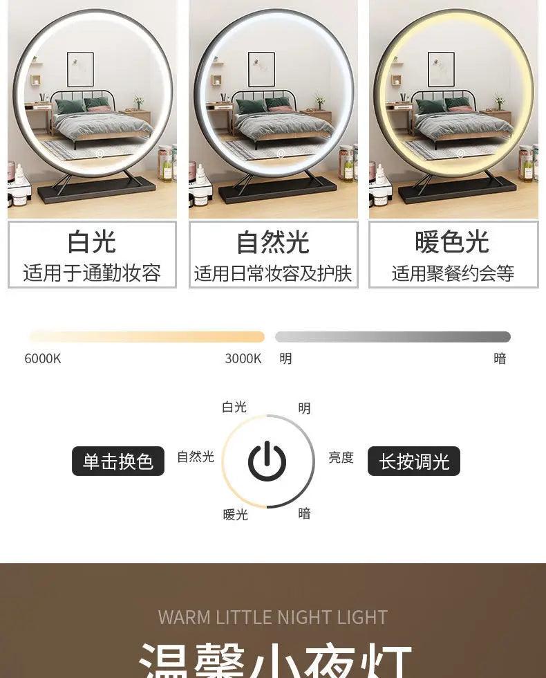 Led makeup home decor decorative mirrors photography aesthetic gold toilet round plastic espejo cosmético mhhzj