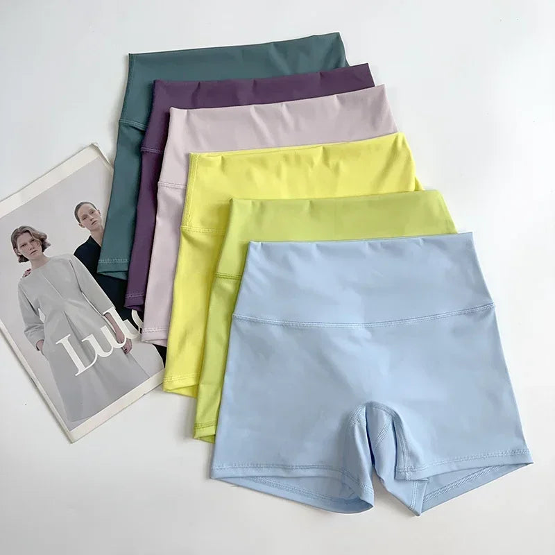 Women Sports Biker Shorts Women Naked Feeling High Waist Yoga Shorts Push Up Fitness Leggings Tummy Control Yoga Slim Shorts🩳👍