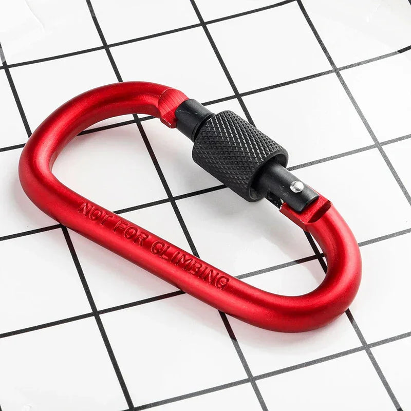 Type D Carabiner With Lock Outdoor Climbing Camping Bold Aluminum Alloy Locking Clasp Keychain Multi Survival Gear Travel Kit