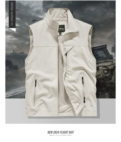 Summer Vest Men's Work Vest Large Size Golf Sleeveless Jacket Tactical windbreaker Hunting Camping Fishing waterproof Coat Parka
