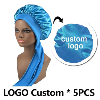 Silk Bonnet For Women Large Sleeping Cap For Hair Care Soft Satin Bonnets With Wrap Tie No Frizz No Fly Aways Hair Bonnets LOGO