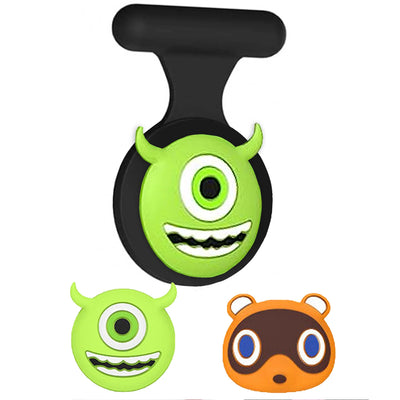 Green Monsters Inc. inspired AirTag holder lanyard with clip for kids
