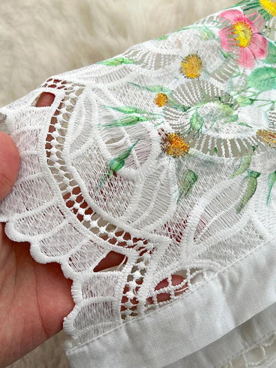 Women's Summer Dress New European American Elegant Suit Collar Short Sleeved Dress Temperament Slim Fit Hollow Lace Dress C19