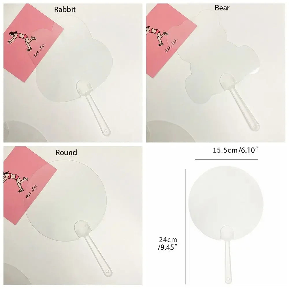 Easy Use DIY Transparent Hand Fans Handicrafts Portable DIY Blank Fan Cute Graffiti Fan Children's