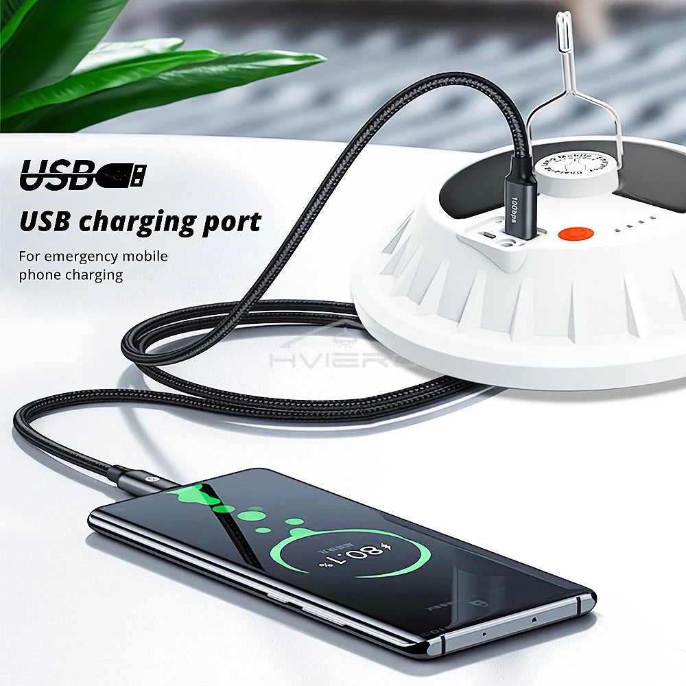 Solar Led Lantern Outdoor Decor Lights Night Balcony Hanging Chandelier Usb Rechargeable Camping Work Emergency Power Lighting