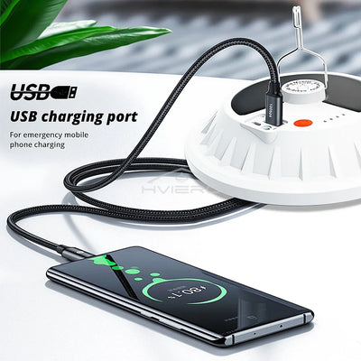 Solar Led Lantern Outdoor Decor Lights Night Balcony Hanging Chandelier Usb Rechargeable Camping Work Emergency Power Lighting