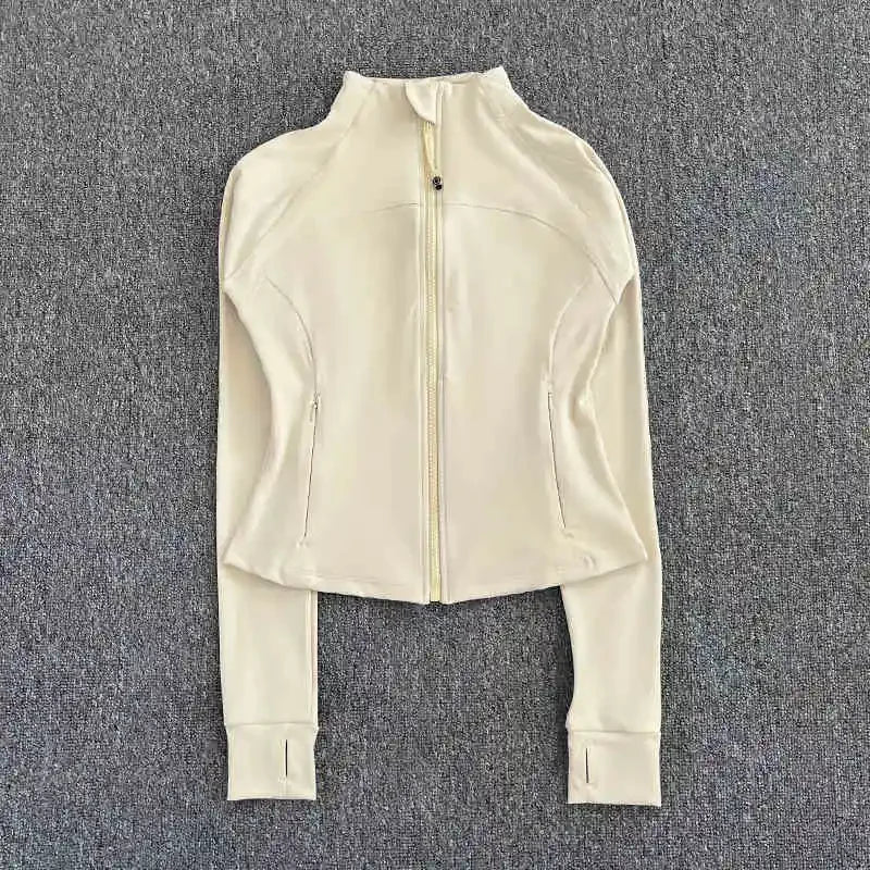 Women's high-end sports jacket for running, fitness, exercise, with stand-up collar, fashionable long sleeves, professional zipp