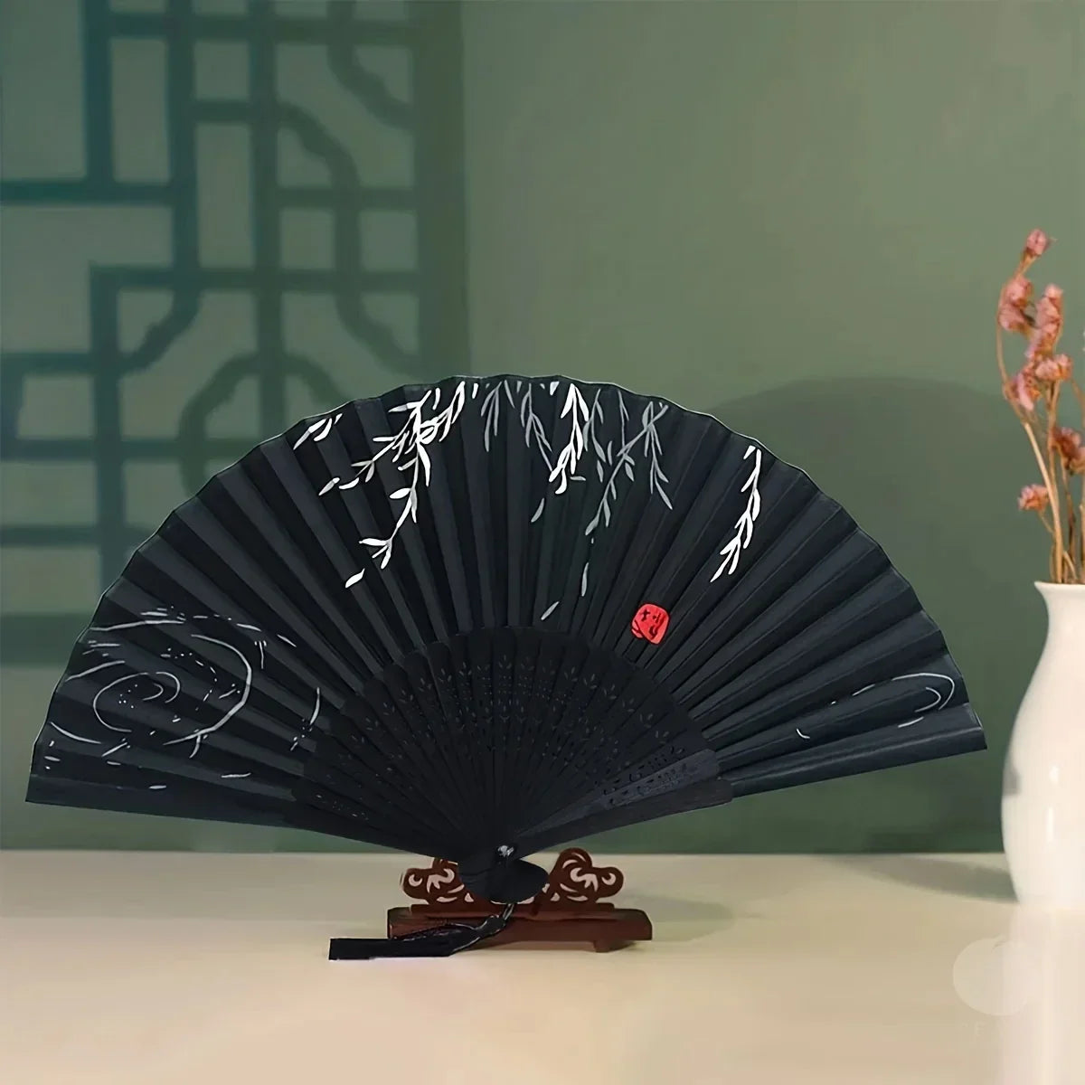 1pc-Elegant wooden folding hand fan favored by fans, favored by wedding parties and performances