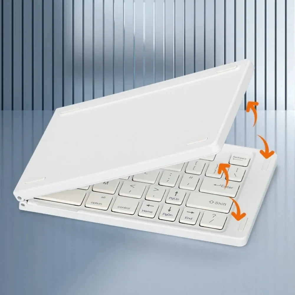 Mini Wireless Folding Keyboard Slim Design Lightweight Bluetooth Keyboard Rechargeable Portable Foldable Keyboard Travel