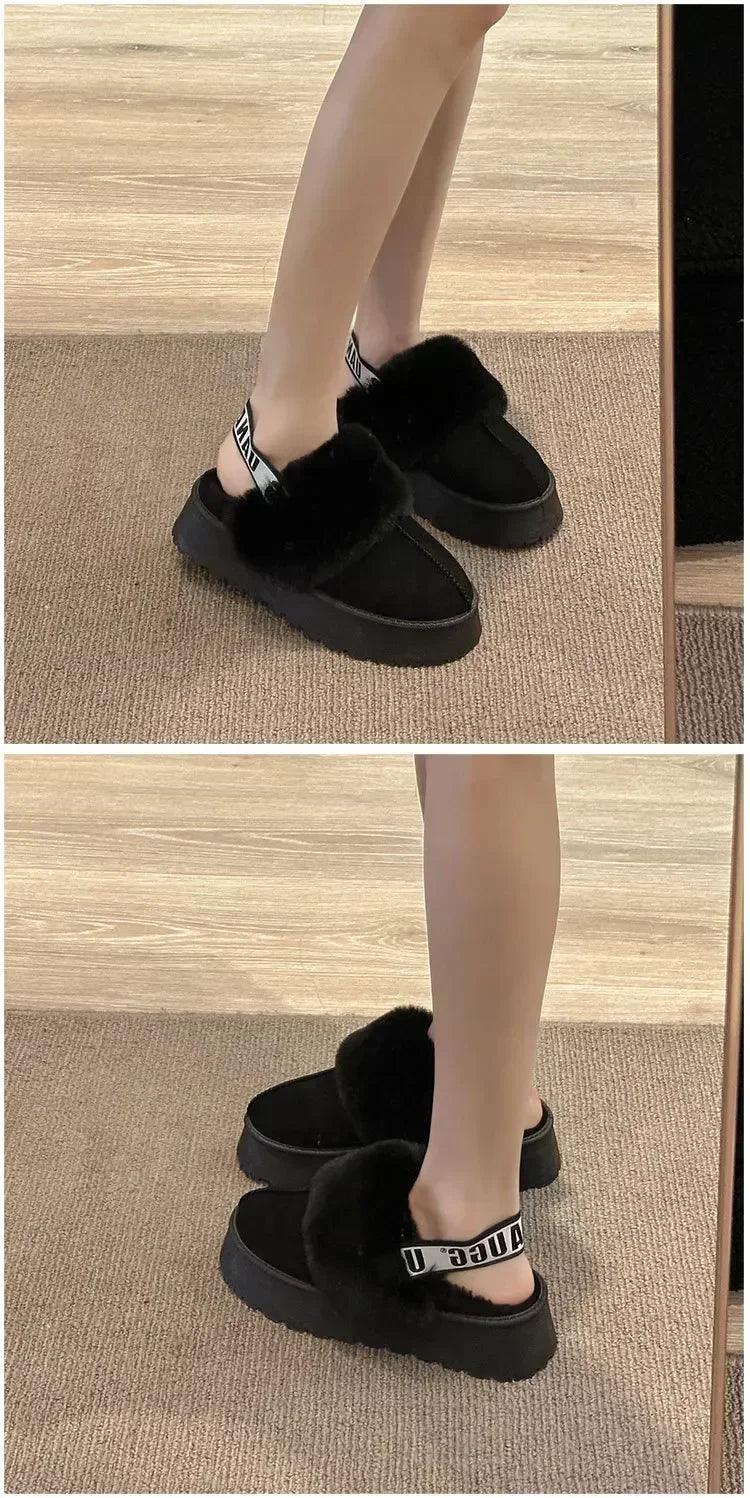 2024 new winter snow boots for women - fur lined with thick fleece and warm cotton