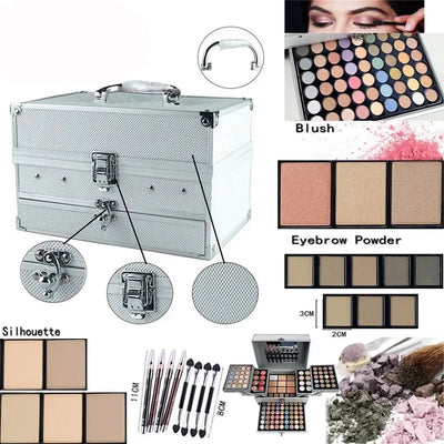 Makeup Set Box Eyeshadow Lip Blush Nail Polish Eyebrow Pencil Multi-functional Palette