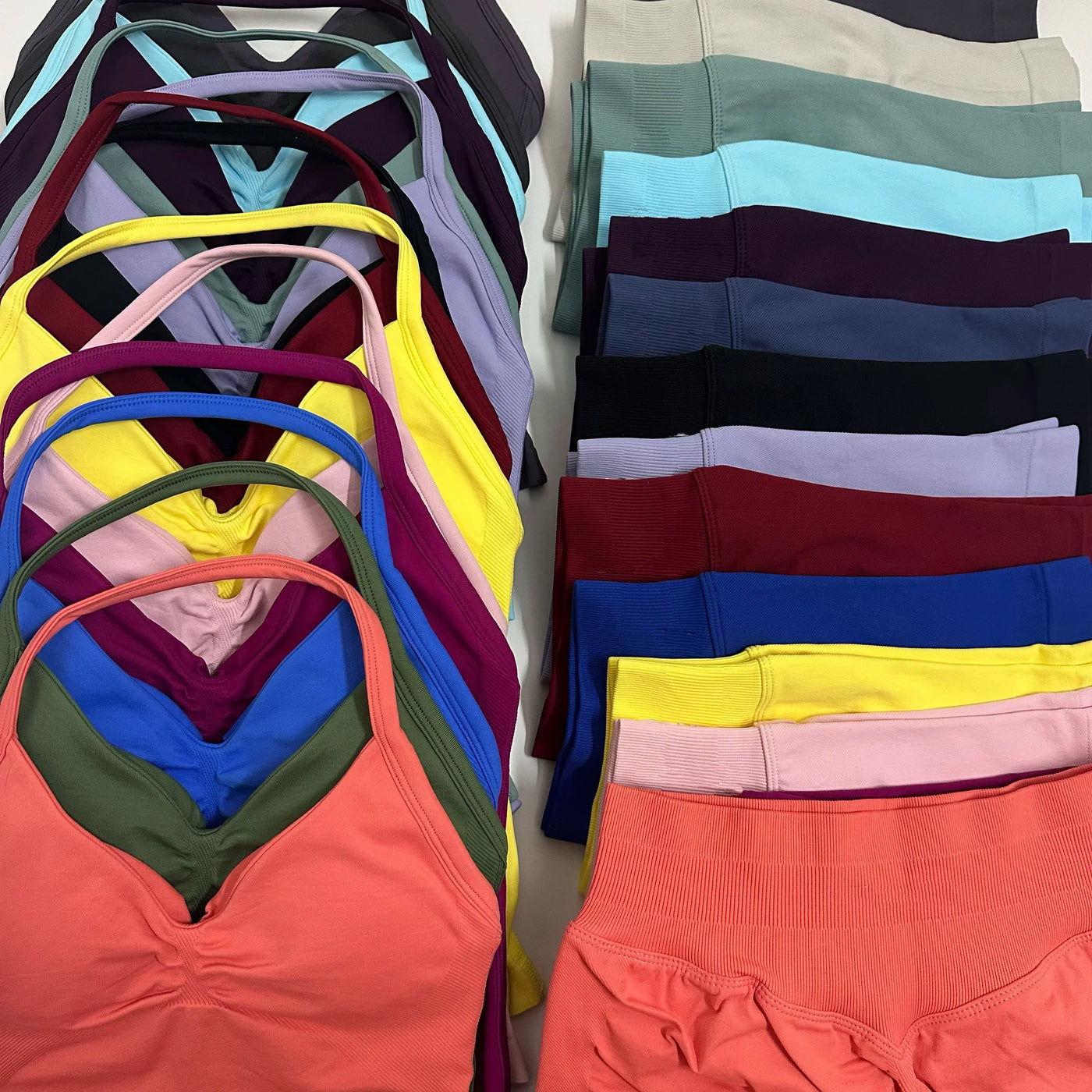 Women Yoga Set Seamless Yoga Longline Strappy Tank Top