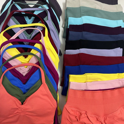 Women Yoga Set Seamless Yoga Longline Strappy Tank Top