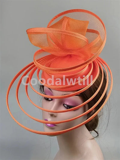 Big Fascinator Hat Royal Ascot Pillbox Caps Wedding Mesh Headpiece Women Party Banquet Chapeau Cap Headband Ladies Wedding