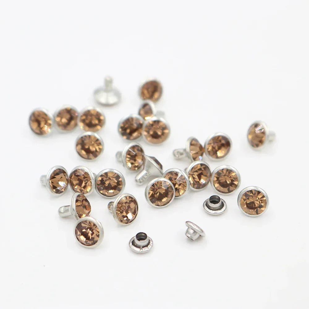 Colorful Crystal Rhinestone For Nails Rivets Studs For Leathercraft 100Sets Horse Tack Rivet Leather Belt Bags Clothing
