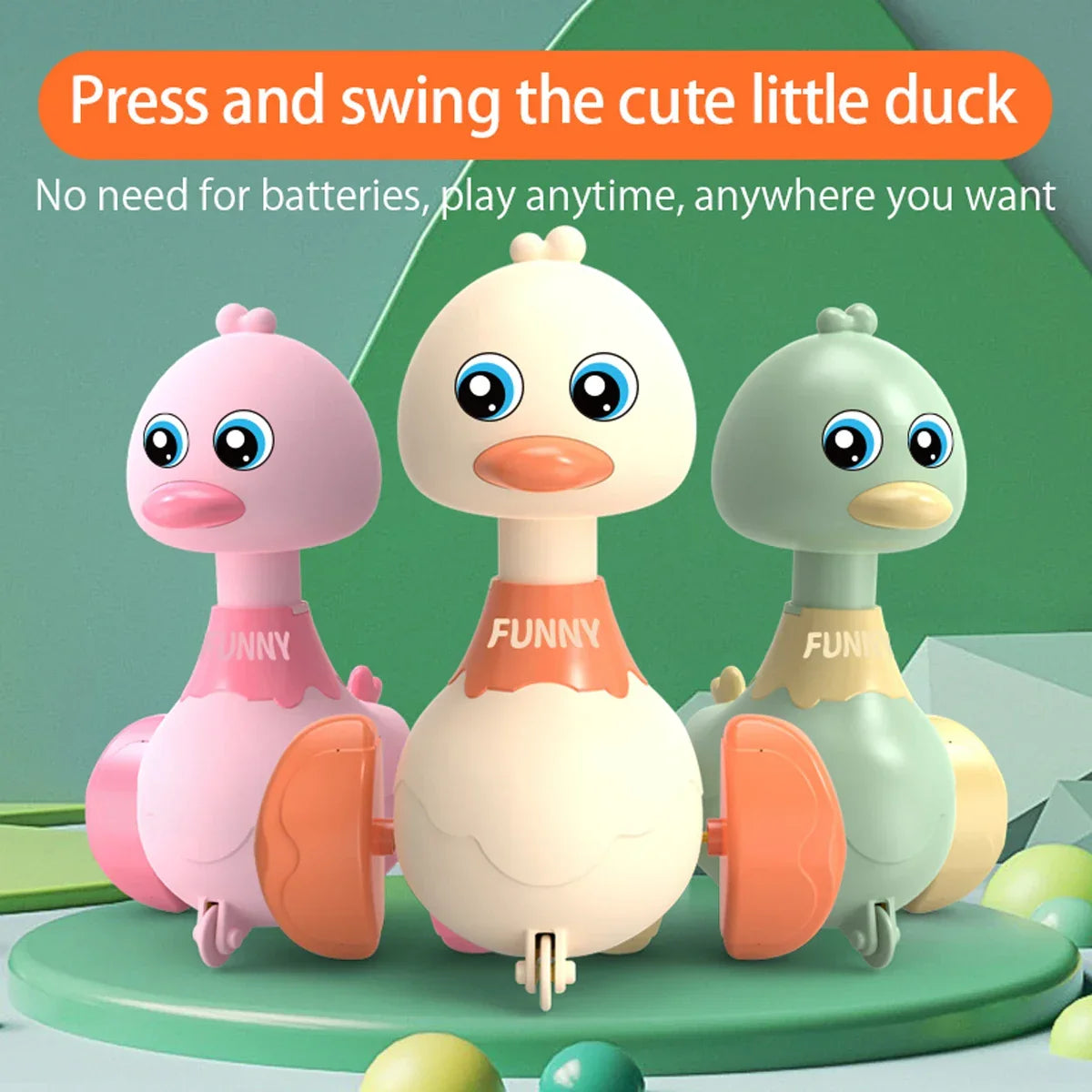 Baby Toy Swing Duck Toy Cartoon Press Vehicles Glide Animal Inertia Pull Back Cars Early Education Toys for Toddlers Boys Girls