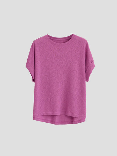 Women Linen Tops Crew Neck