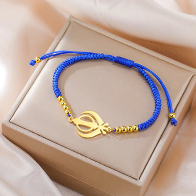 Lucktune Khanda Sikh Faith Bracelet for Women Men Stainless Steel Vintage Indian Sword Lucky Bracelet Spiritual Jewelry Gift