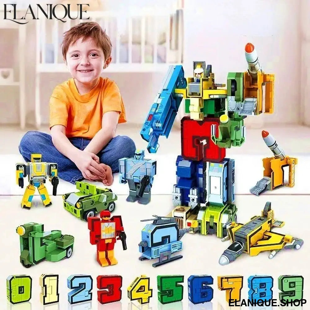 DIY Creative Building Blocks Educational Toys Assembling Action Figure Transformation Number Robot Deformation Robot Toy for Kid