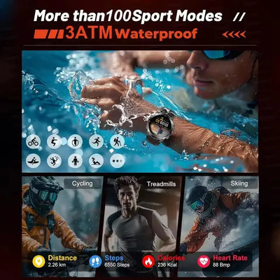 2025New Smart Watch For Men 1.46'' 360*360 HD AMOLED Color Display Voice Call Compass LED Sports Fitness Waterproof Watch Ladies