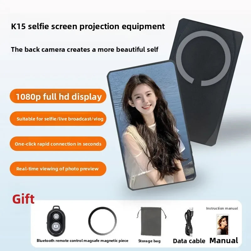 Portable Phone Selfie Screen Display Projector Magnetically Attached Rear Screen Booster for HighQuality Live Videos and Selfie