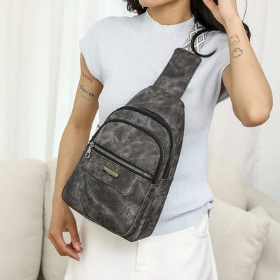 Women Men PU Leather Shoulder Bag Fashion Sling Crossbody Bag