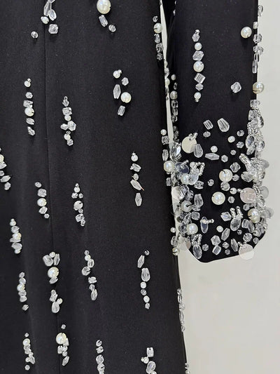 HIGH STREET Newest Fashion 2025 Designer Maxi Dresses Women's Formal Long Sleeve Luxurious Beaded Long Maxi Dress