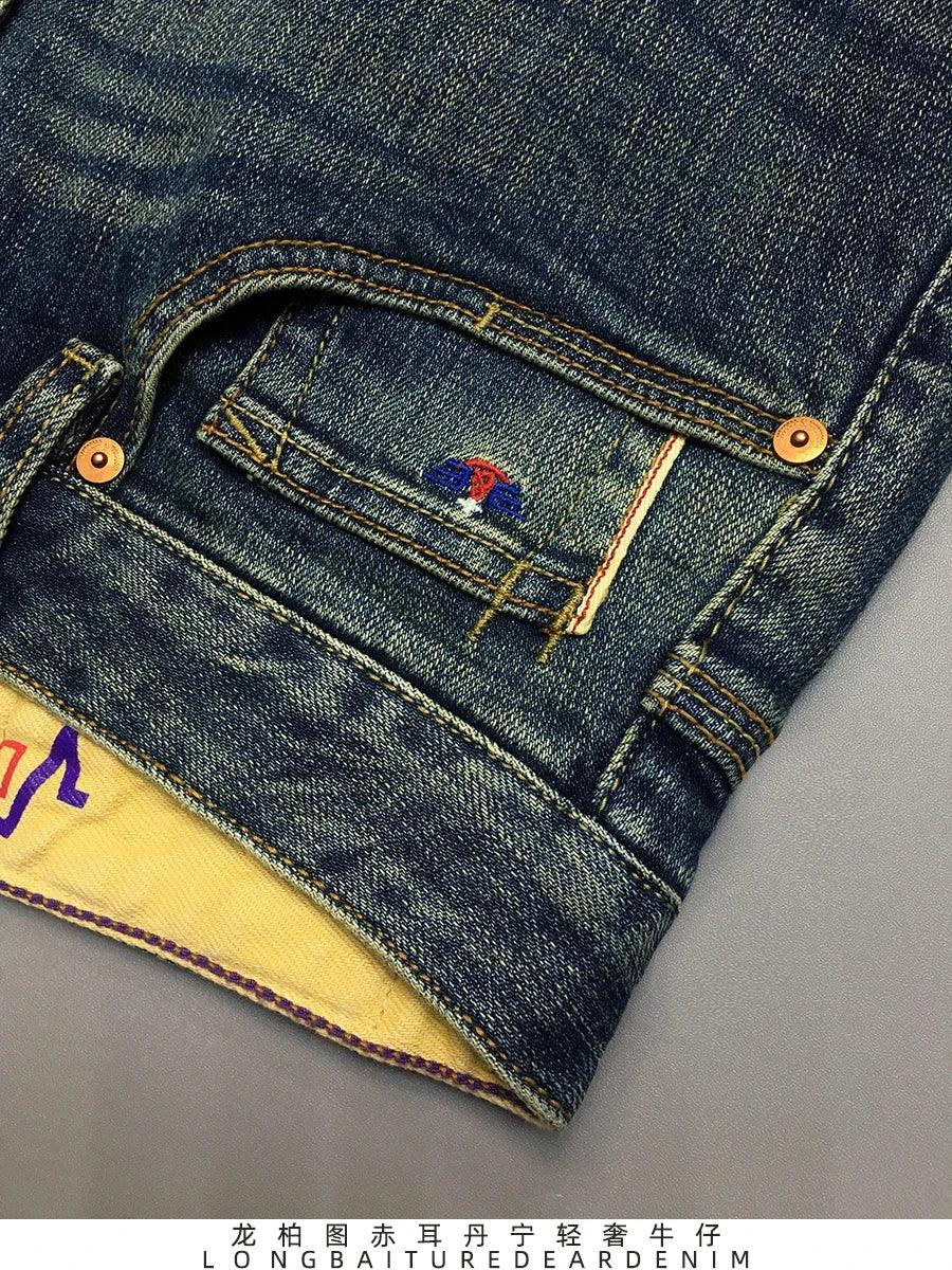 12.5oz Red Selvedge Denim Jeans for Men 99% Cotton High Quality American Vintage Casual Spring Autumn Tapered Straight Pants 5KM