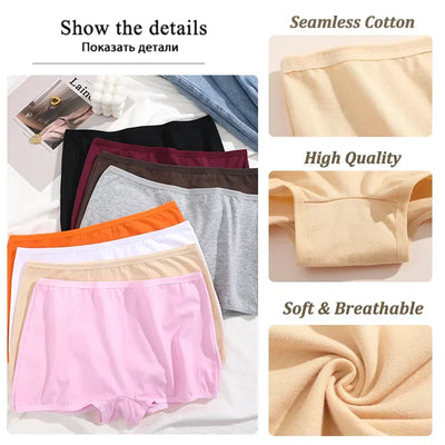 New Women's Panties Cotton Seamless Sports Boxers Underwear Female Solid Color Briefs Cozy Lingerie Intimate Underpants XS-XL