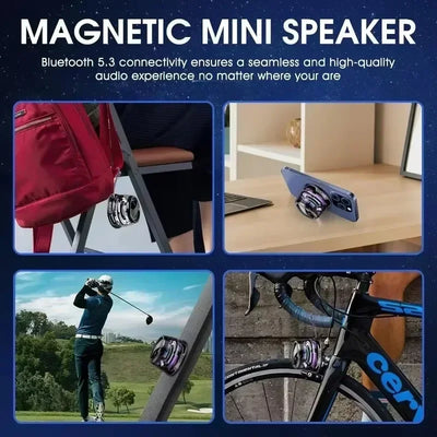 Bluetooth speaker with multiple RGB color lights and magnetic phone holder, suitable for showerrooms, bicycles, cars, and outdoo