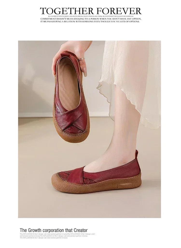 Authentic anti skid slip on leather flat shoes ladies shallow loafers woman comfy soft moccasin