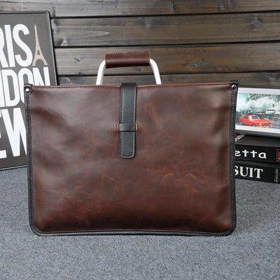 New Men's Bag Retro Leather Handbags Large Business Briefcase Famous Designer's Shoulder bag Luxury Brand File Bag For Cool Boys