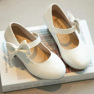 Children's Leather Shoes with Simple Bow  | Girls' Princess Shoes |Kids Dance Performance Shoes |for Parties, Flower Girls, Fancy Dress