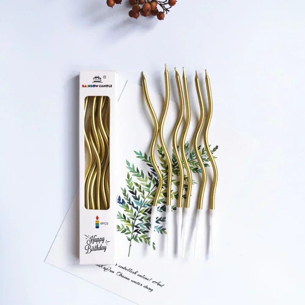 Birthday cake candles smoke-free curved curly coil long for wedding party supplies