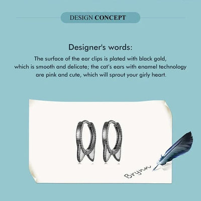 WOSTU Real 925 Sterling Silver Cat Ear Hoop Earrings For Women