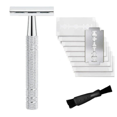 Double Edge Safety Razor for Women, with 10 pcs Safety Razor Blades Single Blade Razor Reusable Travel Essentials Women Razor