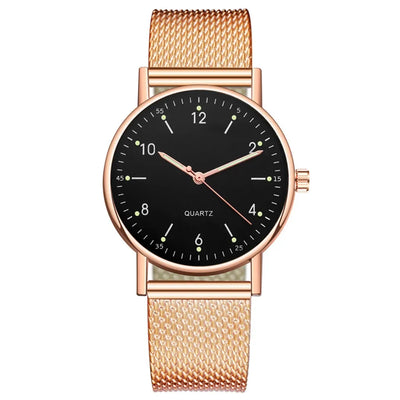 Women'S High-End Quartz Watch Casual Non-Waterproof Stainless Steel Luminous Dial Leather Steel Ladies Watch Luxury Fashion