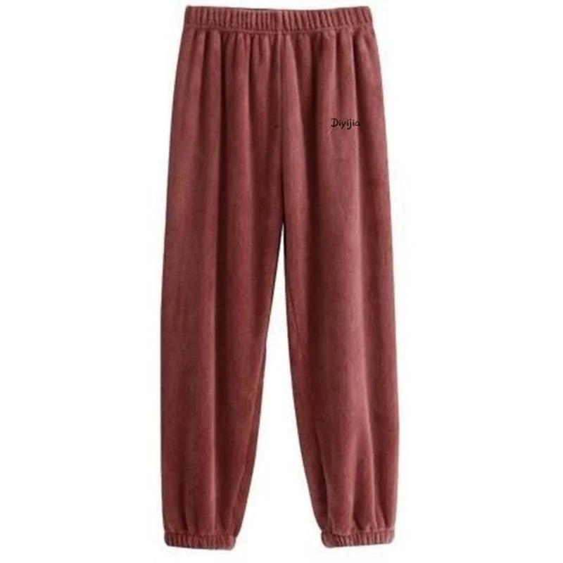 Autumn Winter Warm Flannel Fleecing Women Pyjamas Sets Thick Coral Velvet Long Sleeve Cartoon Sleepwear Thin Flannel Pajamas Set