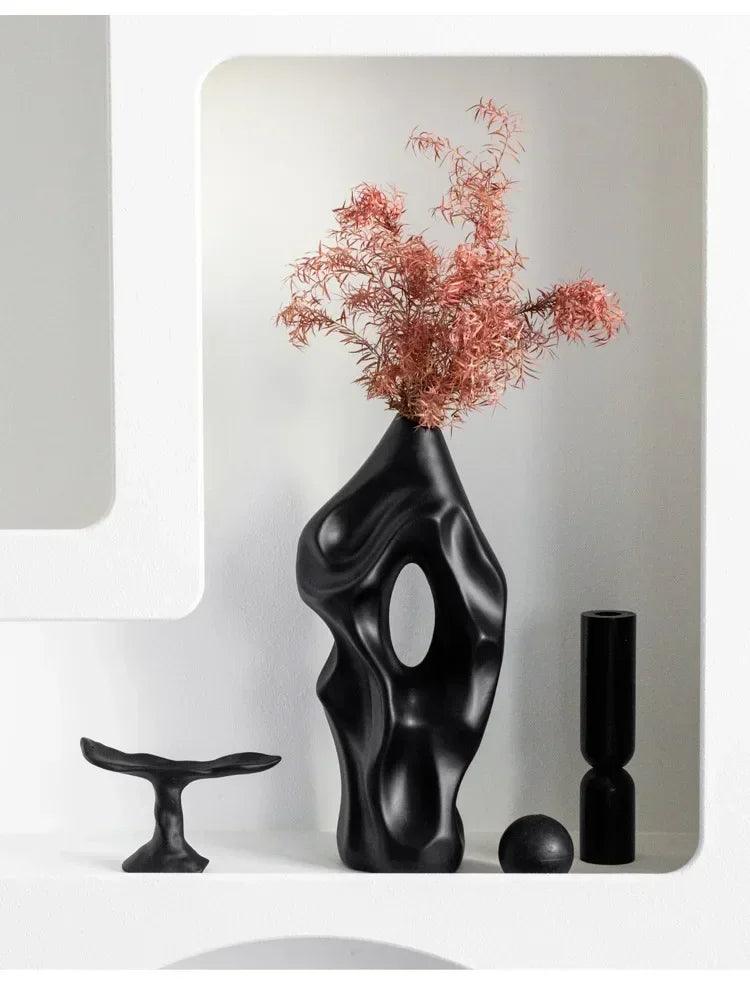 Irregular home living room desktop atmosphere decoration modern and minimalist ceramic vase flower arrangement