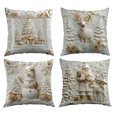 Plush Throw Pillow Covers Xmas Decorative Cushion Covers Ultra Soft Cozy Winter Holiday Warm Pillowcase For Christmas Decoration