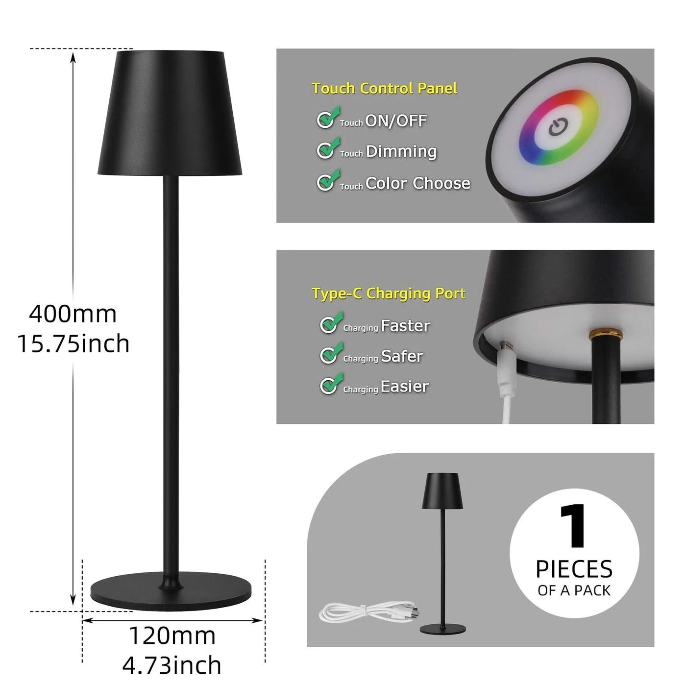 LED Night Lights USB Portable Bedside Lamp Touch Stepless Dimmabl LED Table Lamp for Bedroom Decor Sleeping Night Light Kid Gift