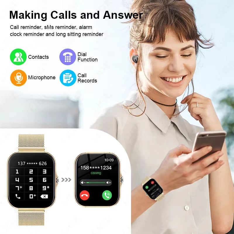 KESHUYOU 2025 Smart Watch 2.01 Inch HD Display Answer Make Call Message Preview Sport Modes DIY Dial Weather Forecast Men Women