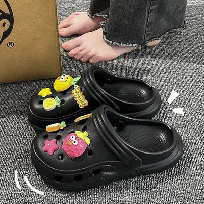 Children's Clogs For 6-18 Year Kids Sandals Cool Mules Outer Wear Summer Casual Hole Shoes For Boys And Girls Slippers