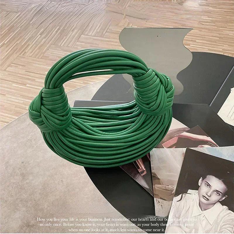 Handbags for women 2025 new in gold luxury designer brand handwoven noodle bags rope knotted pulled hobo silver evening